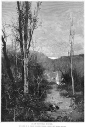 The Last Leaves, painting by Emilio Sánchez Perrier, drawing by the same author, engraving published in the Spanish magazine